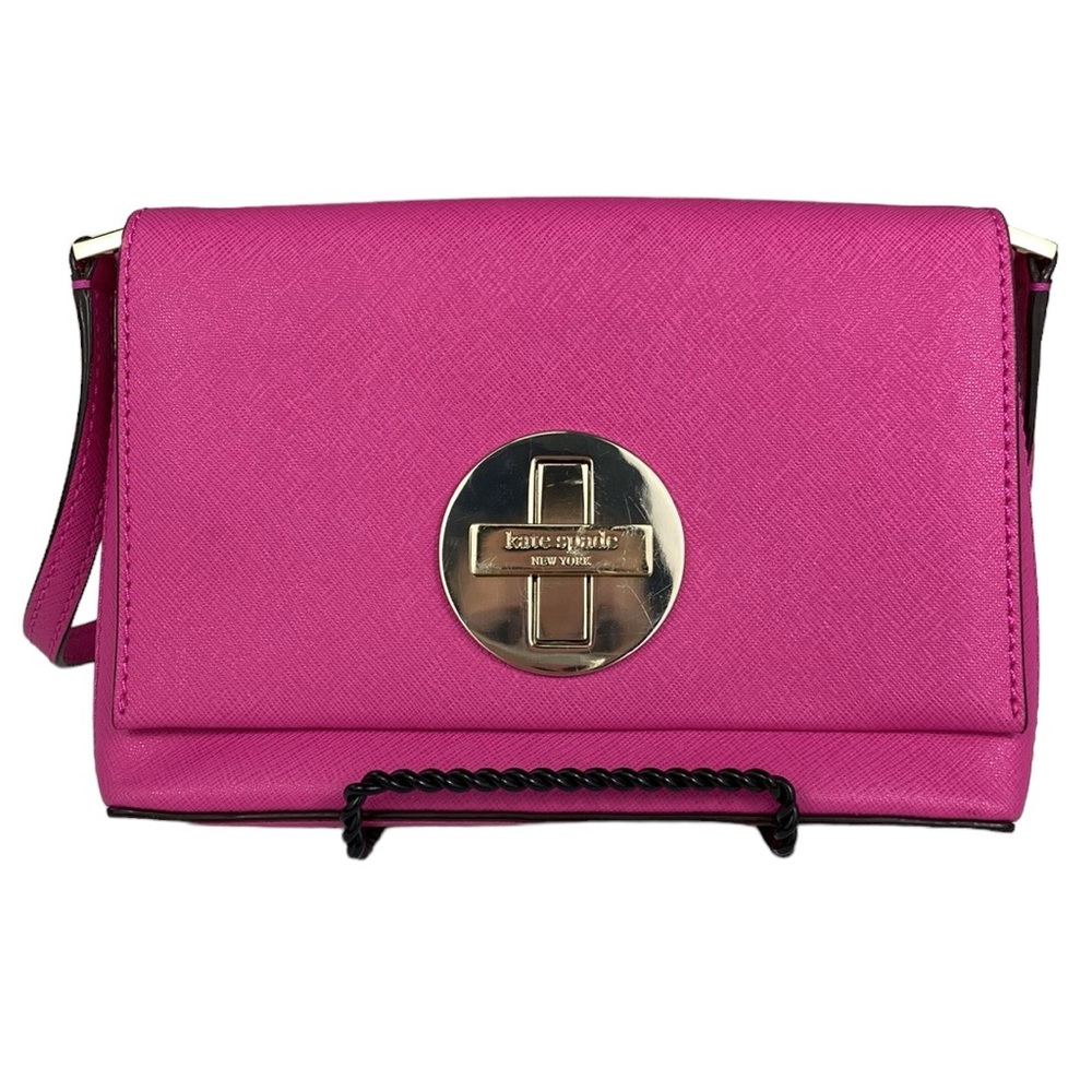Kate Spade EUC Sally Newberry Lane Hot Pink Leather Turnlock Crossbody